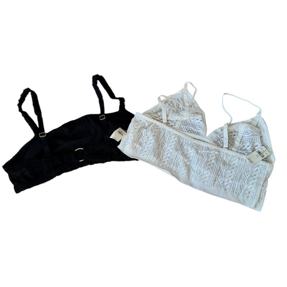 Aerie lace bralette bundle black, white large comfy - Picture 2 of 2